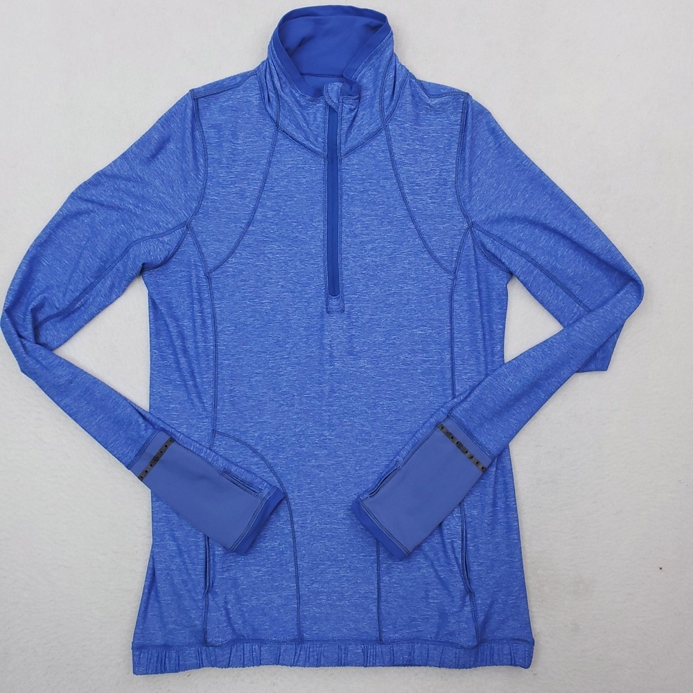 Lululemon Running Pullover Womens 6 Blue Quarter Zip Long Sleeve Thumbholes